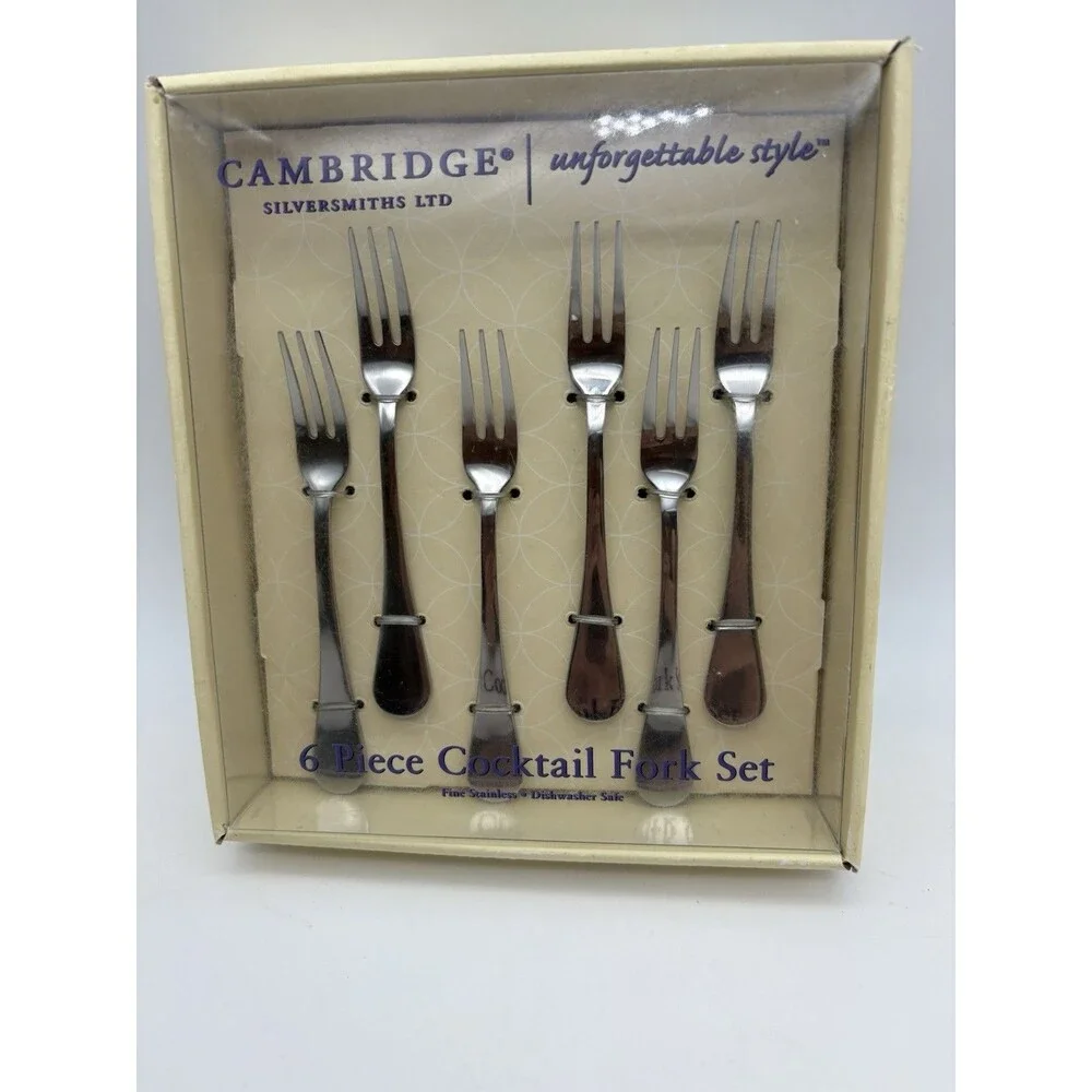 Cambridge Silversmiths 6-Piece Cocktail Fork Set Stainless Steel New in Box